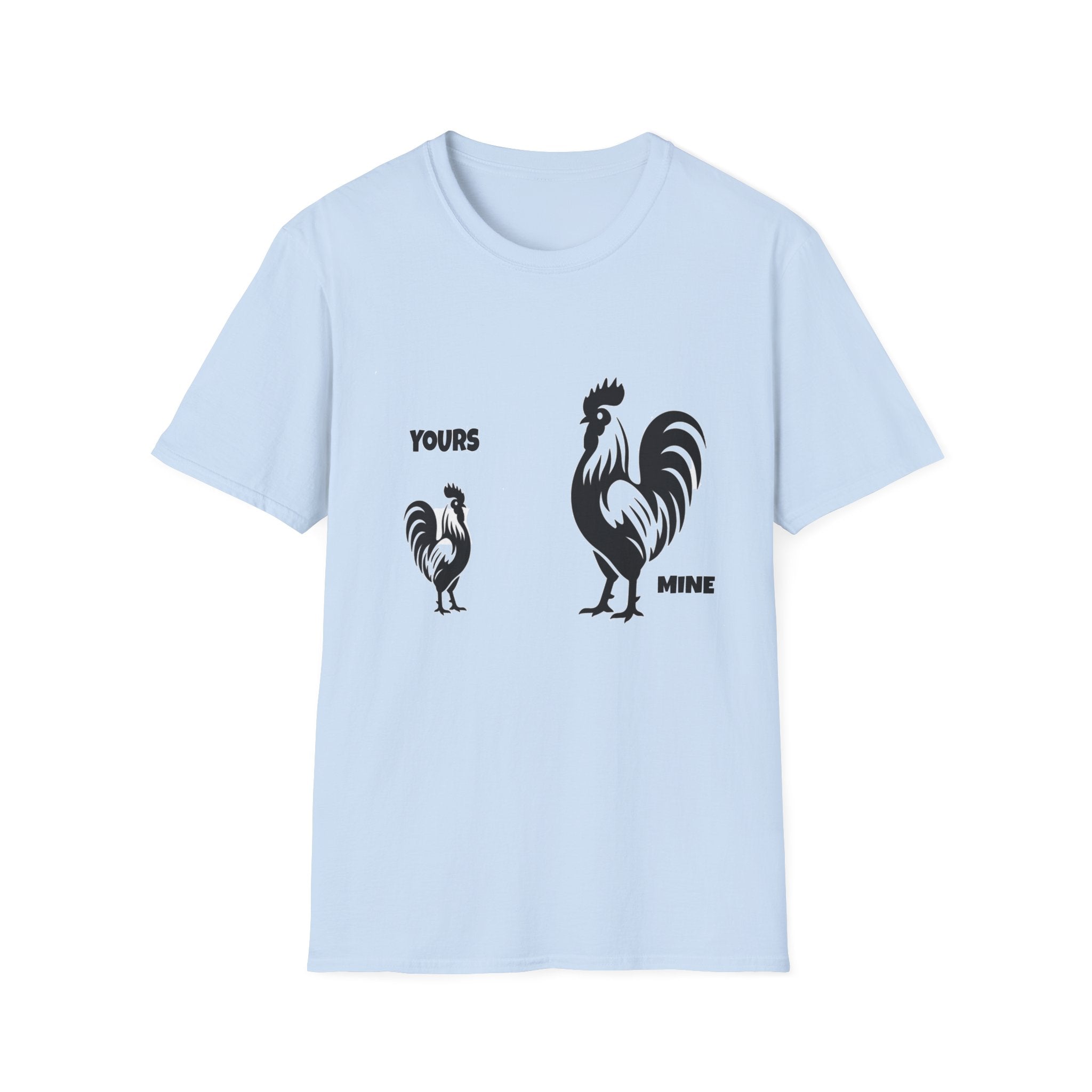 T-Shirt — 'Yours' & 'Mine' Rooster Size Comparison Graphic Tee