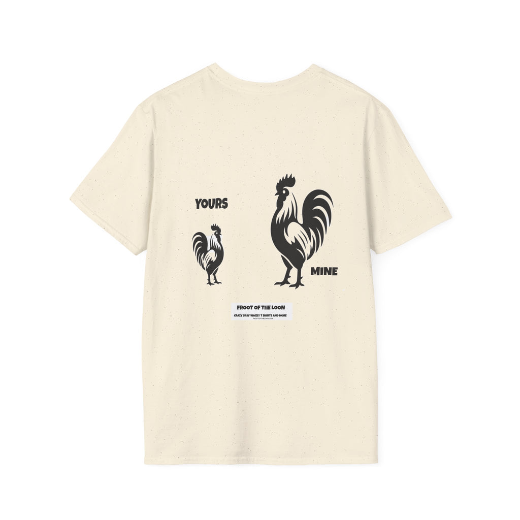 T-Shirt — 'Yours' & 'Mine' Rooster Size Comparison Graphic Tee