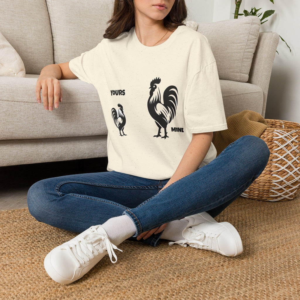 T-Shirt — 'Yours' & 'Mine' Rooster Size Comparison Graphic Tee