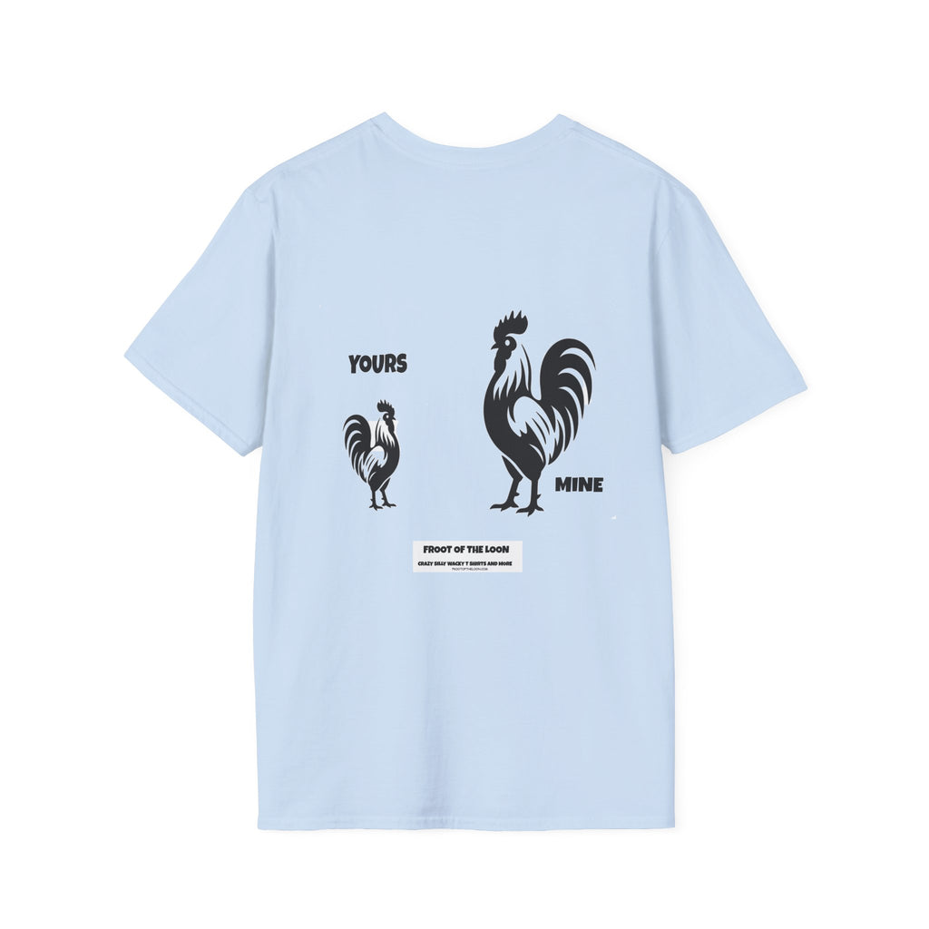 T-Shirt — 'Yours' & 'Mine' Rooster Size Comparison Graphic Tee