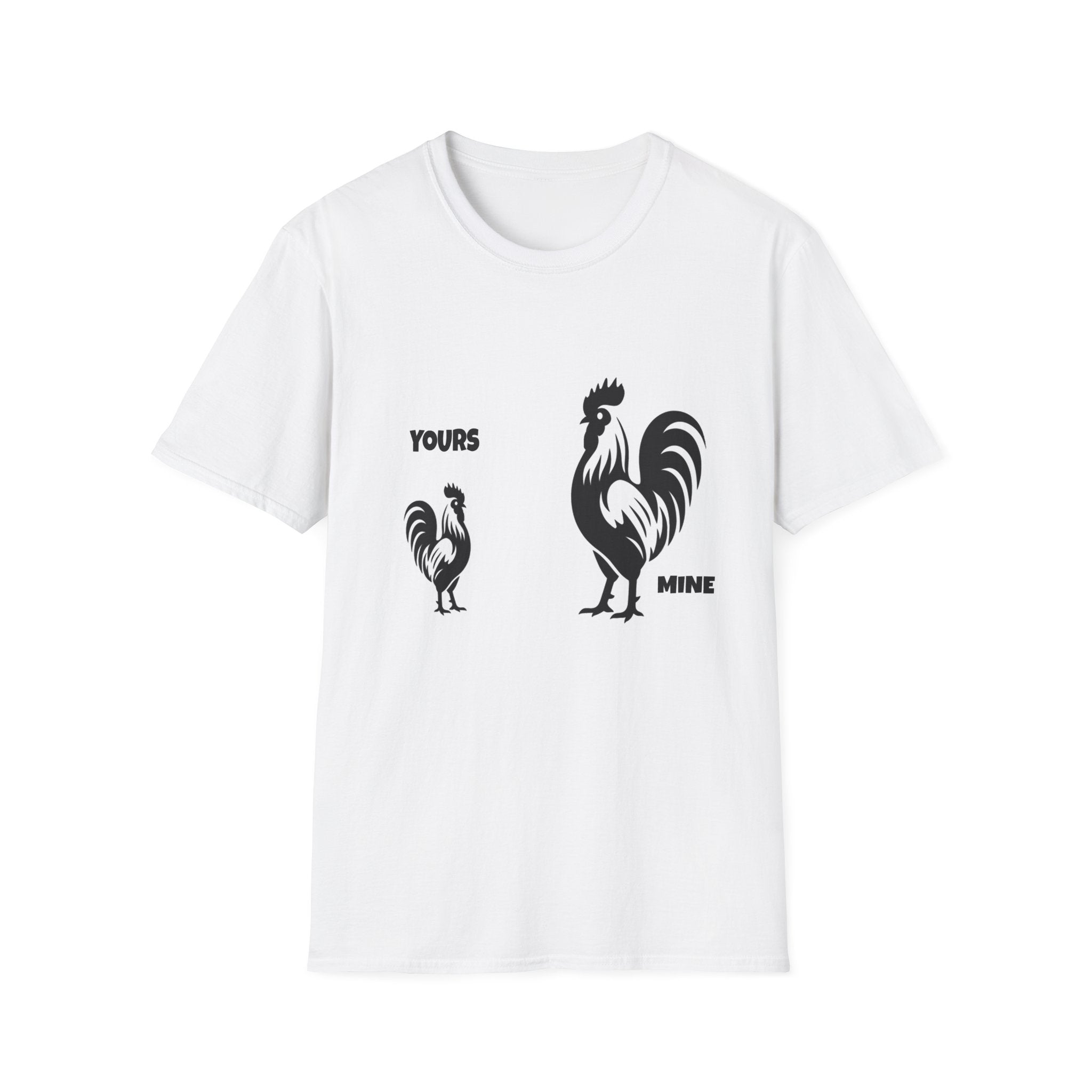 T-Shirt — 'Yours' & 'Mine' Rooster Size Comparison Graphic Tee