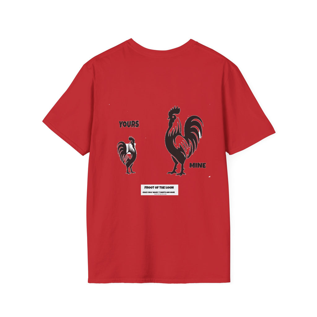 T-Shirt — 'Yours' & 'Mine' Rooster Size Comparison Graphic Tee