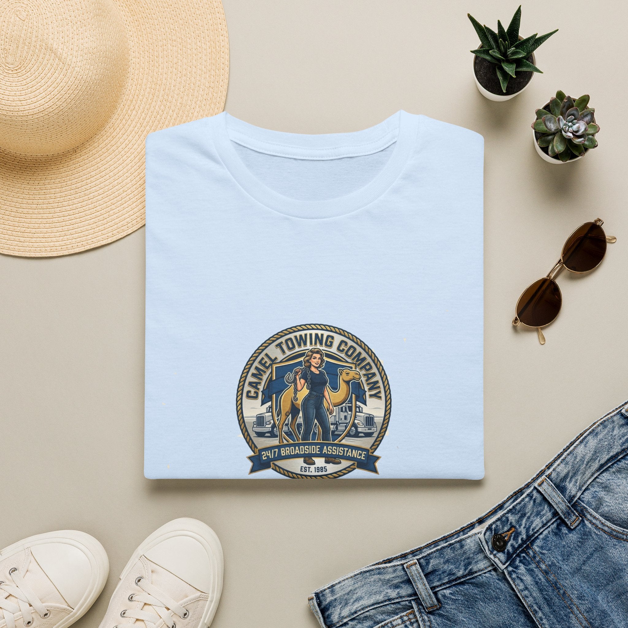 Towing Company Logo Tee — Vintage Camel Towing Co. 24/7 Roadside Assistance Shirt