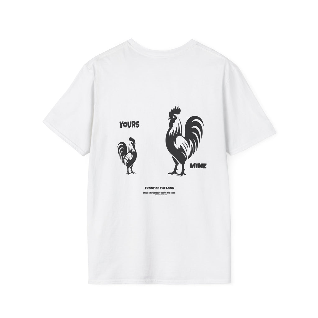 T-Shirt — 'Yours' & 'Mine' Rooster Size Comparison Graphic Tee