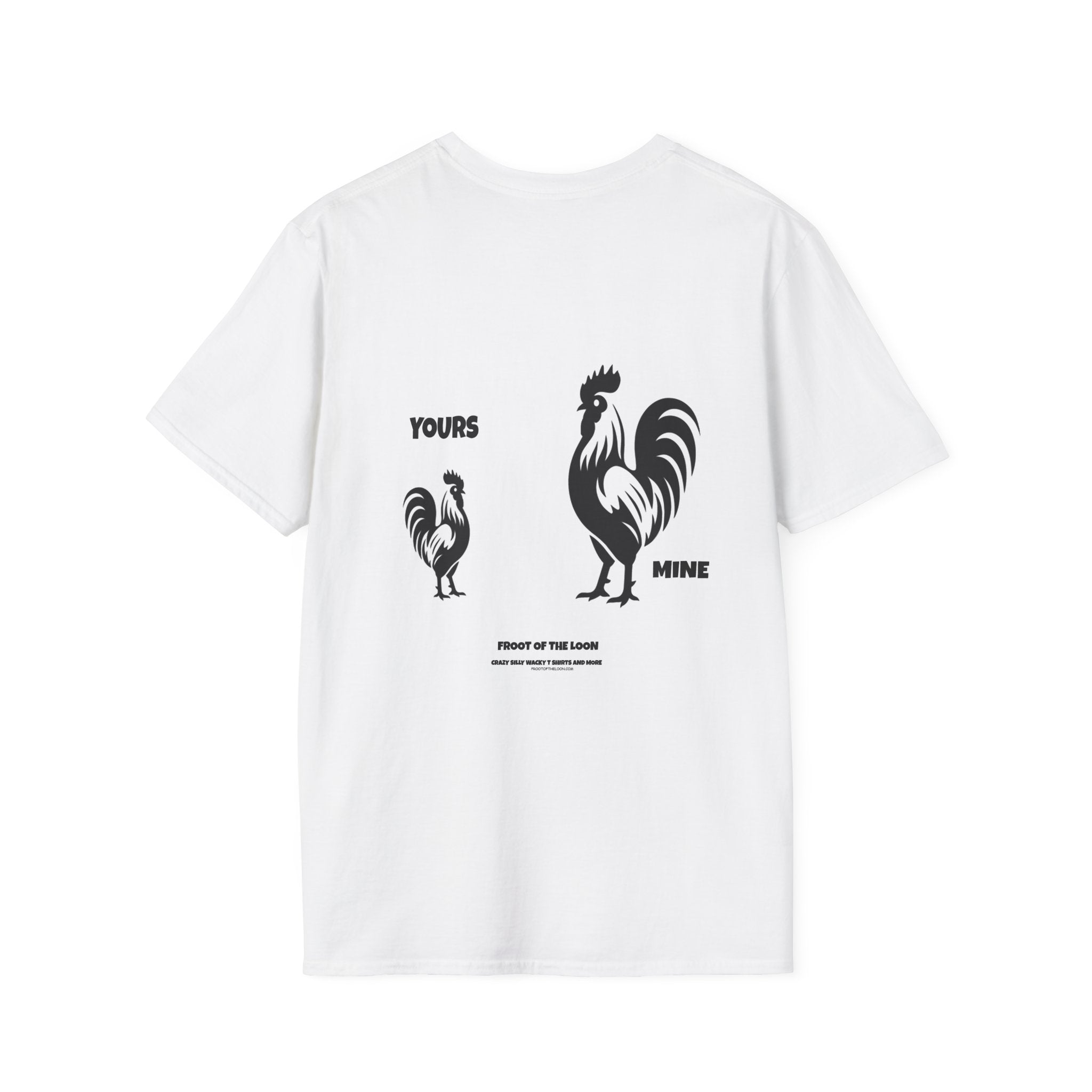 T-Shirt — 'Yours' & 'Mine' Rooster Size Comparison Graphic Tee