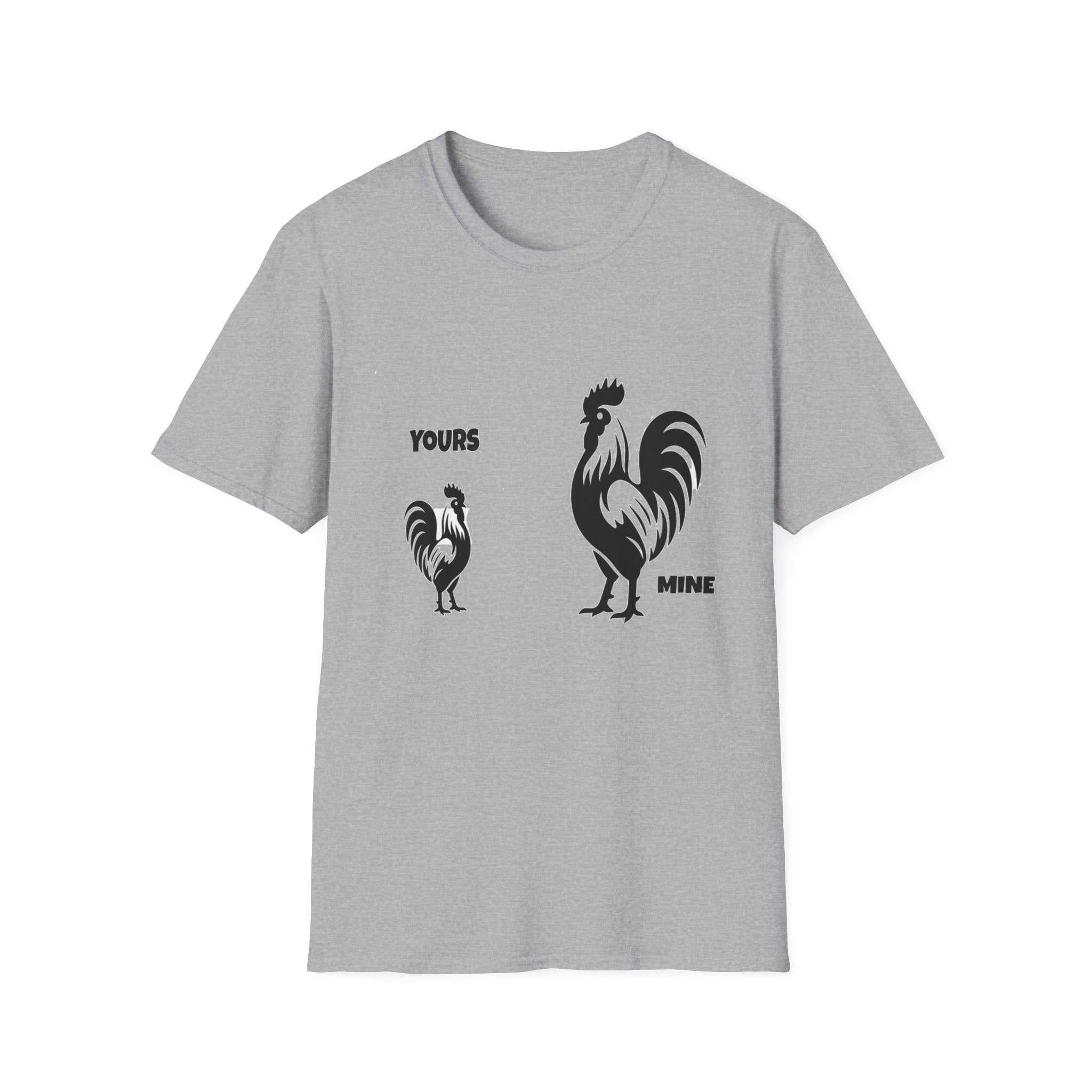 T-Shirt — 'Yours' & 'Mine' Rooster Size Comparison Graphic Tee