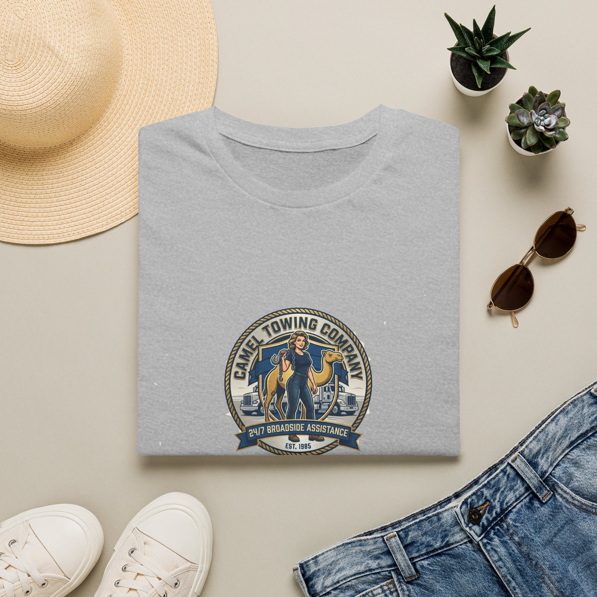 Towing Company Logo Tee — Vintage Camel Towing Co. 24/7 Roadside Assistance Shirt