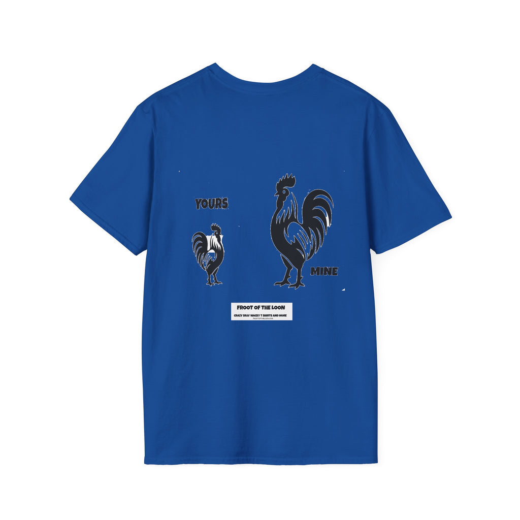 T-Shirt — 'Yours' & 'Mine' Rooster Size Comparison Graphic Tee