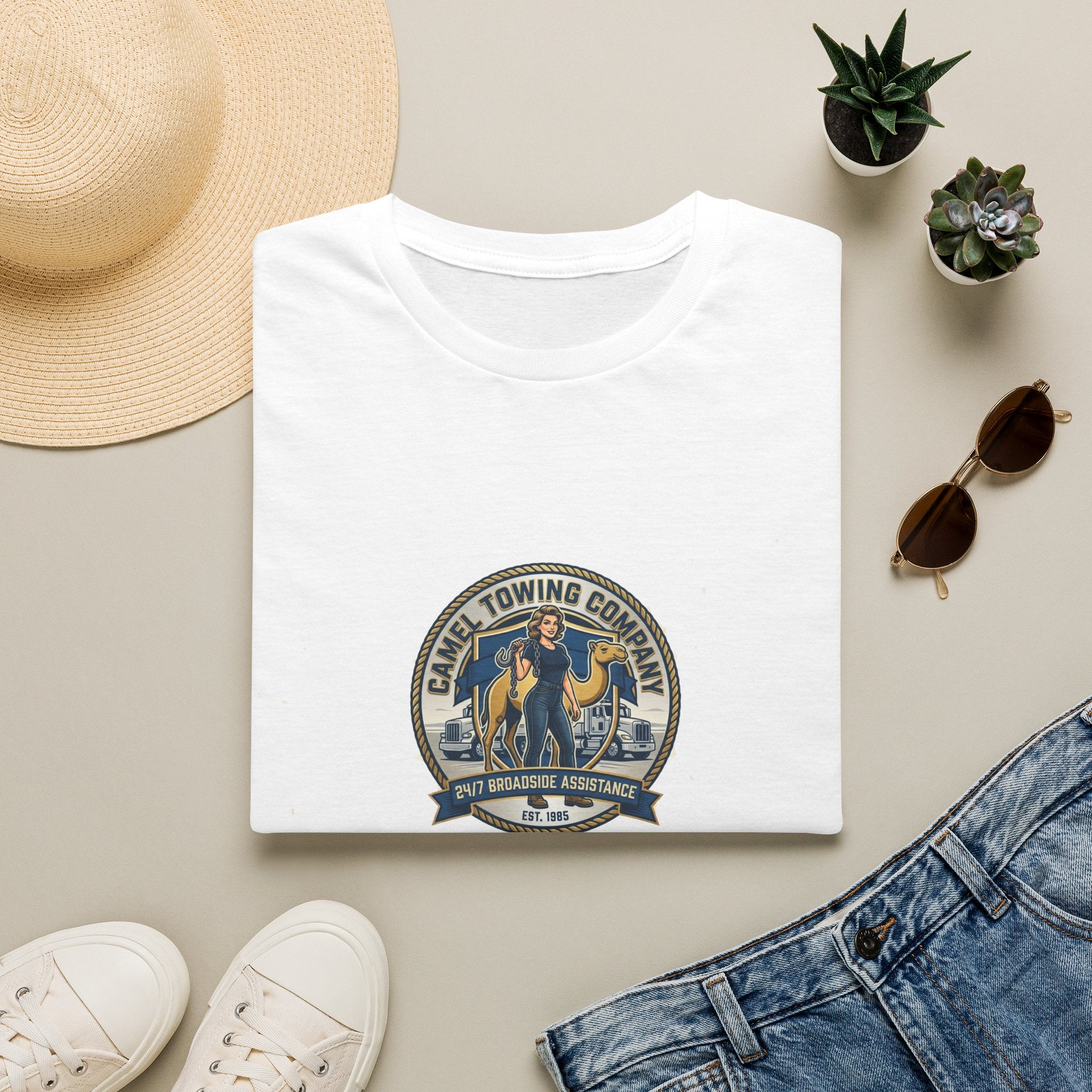 Towing Company Logo Tee — Vintage Camel Towing Co. 24/7 Roadside Assistance Shirt