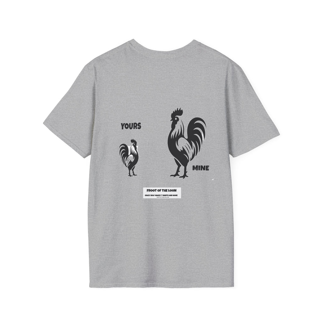 T-Shirt — 'Yours' & 'Mine' Rooster Size Comparison Graphic Tee