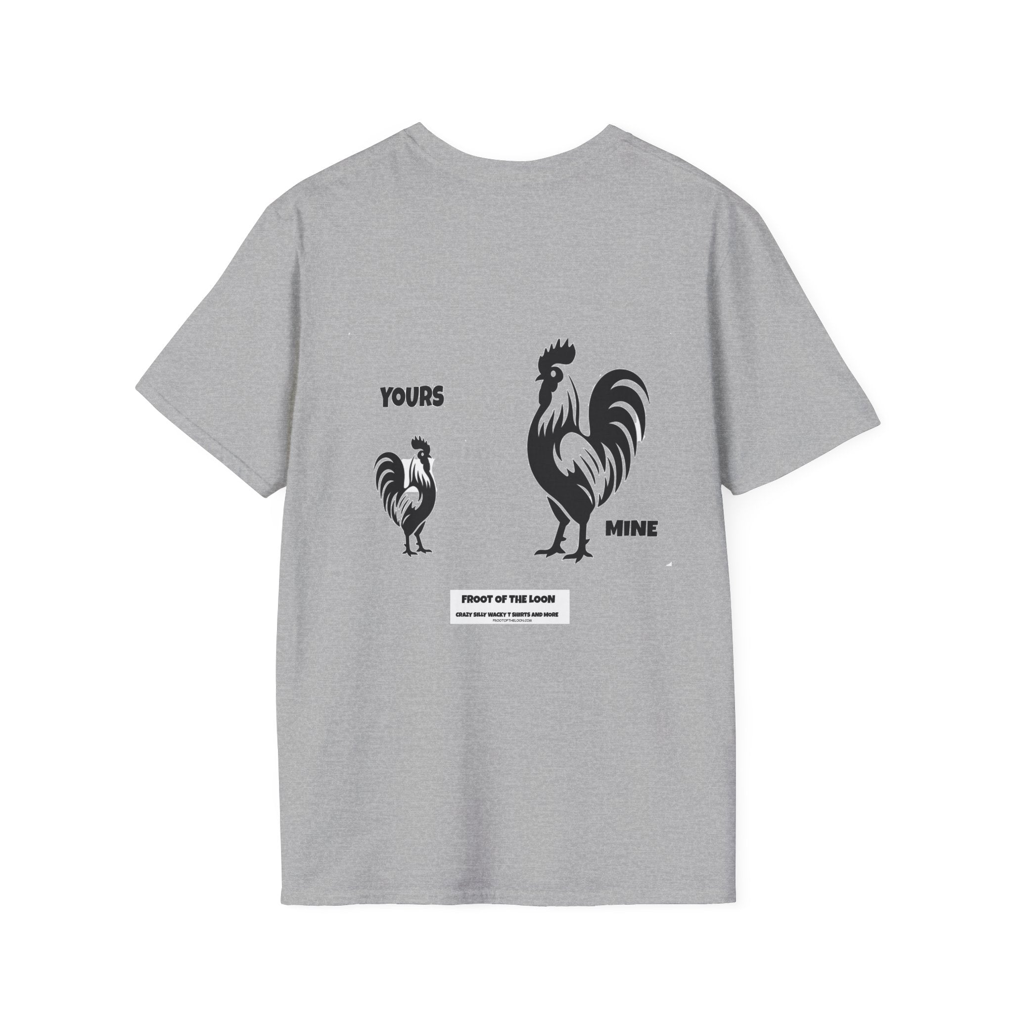 T-Shirt — 'Yours' & 'Mine' Rooster Size Comparison Graphic Tee
