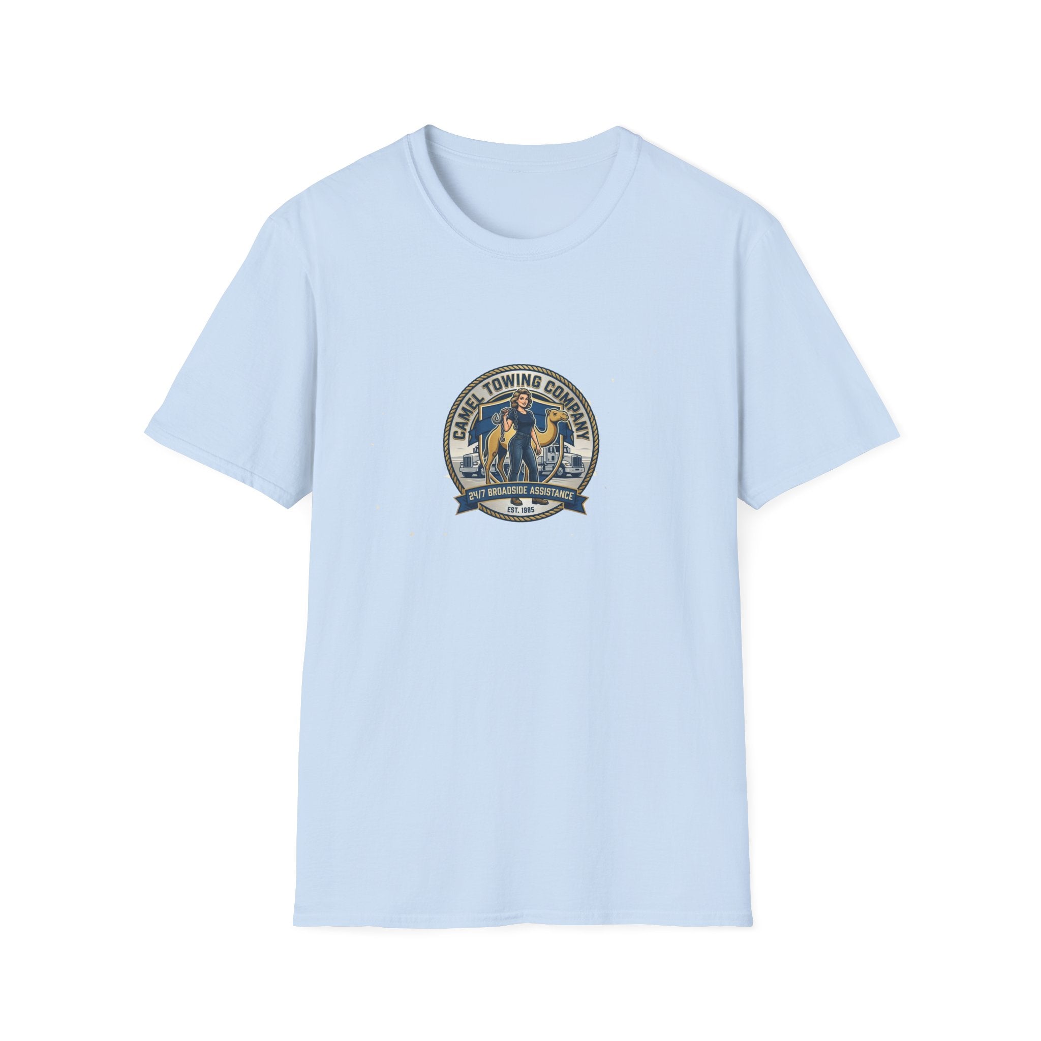 Towing Company Logo Tee — Vintage Camel Towing Co. 24/7 Roadside Assistance Shirt