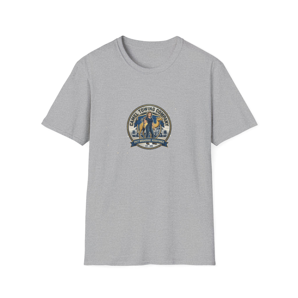 Towing Company Logo Tee — Vintage Camel Towing Co. 24/7 Roadside Assistance Shirt