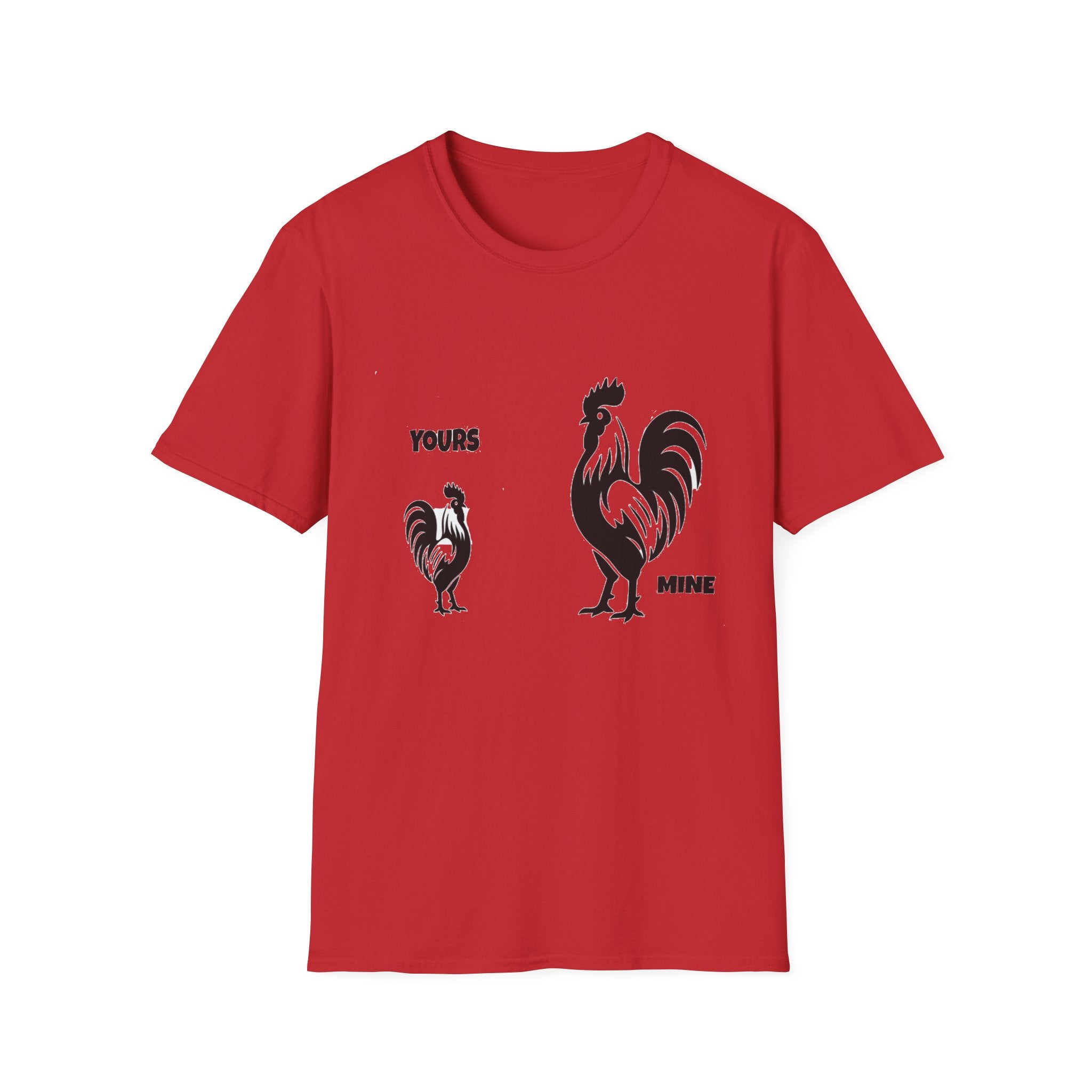 T-Shirt — 'Yours' & 'Mine' Rooster Size Comparison Graphic Tee