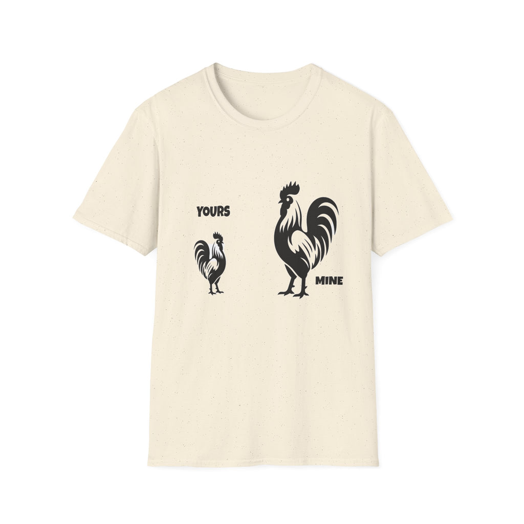 T-Shirt — 'Yours' & 'Mine' Rooster Size Comparison Graphic Tee