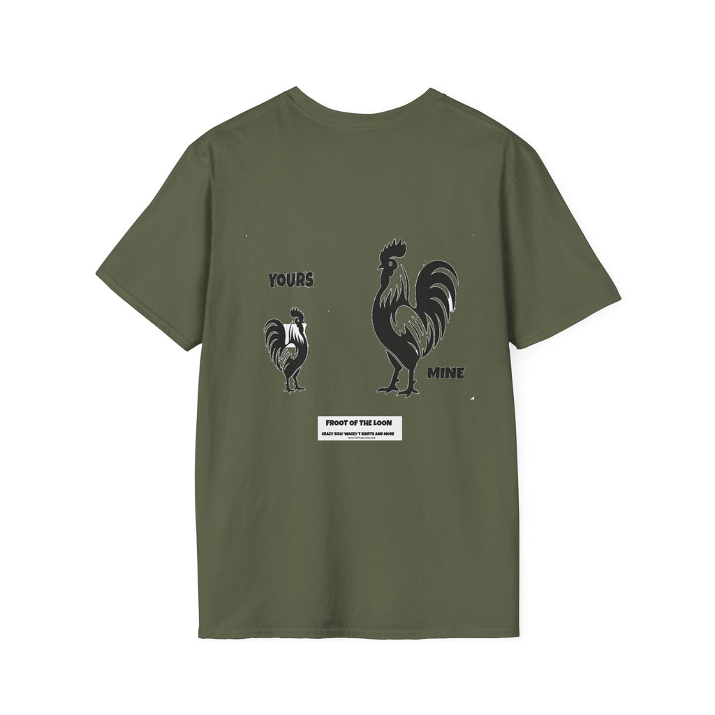 T-Shirt — 'Yours' & 'Mine' Rooster Size Comparison Graphic Tee