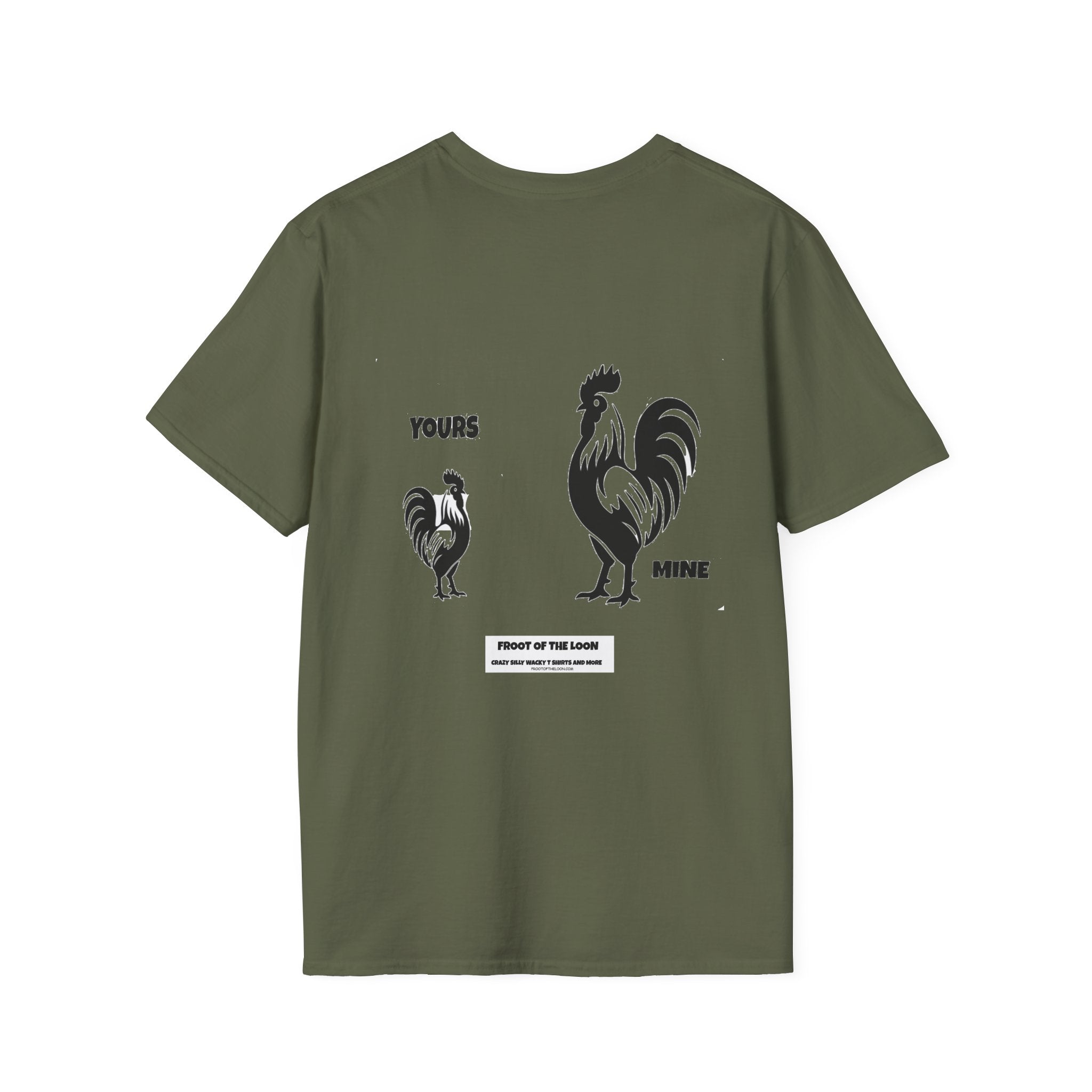 T-Shirt — 'Yours' & 'Mine' Rooster Size Comparison Graphic Tee
